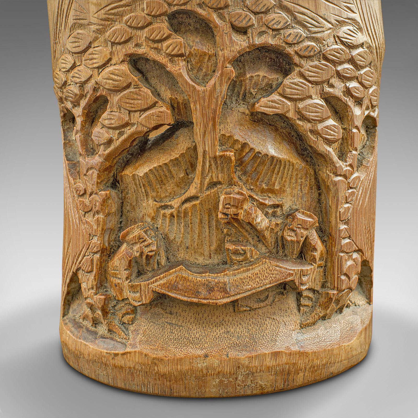 Paire de pots à pinceaux chinois, en bambou sculpté à la main, vase à fleurs seces, Bitong en vente 5