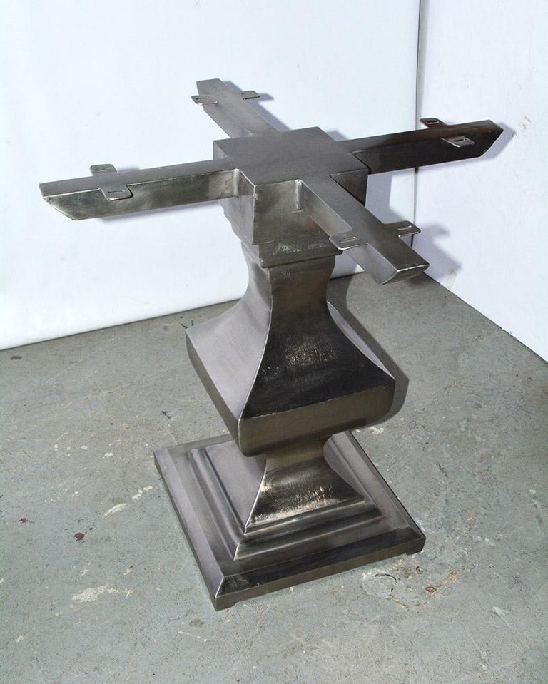 Pair of Brushed Iron Pedestal Table Bases For Sale at 1stDibs