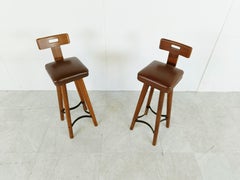 Pair of vintage brutalist bar stools, 1960s