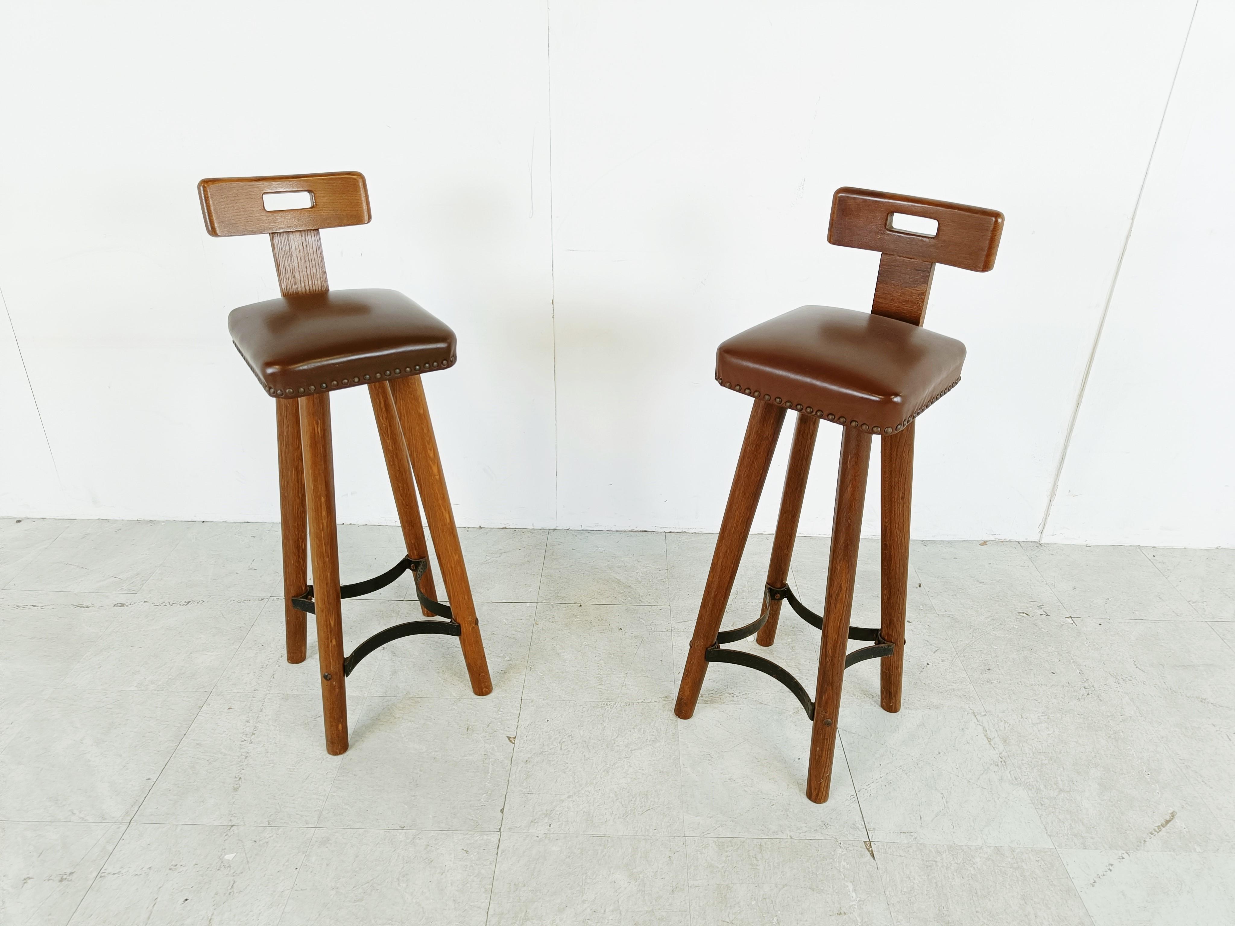 vintage wooden bar stools with backs