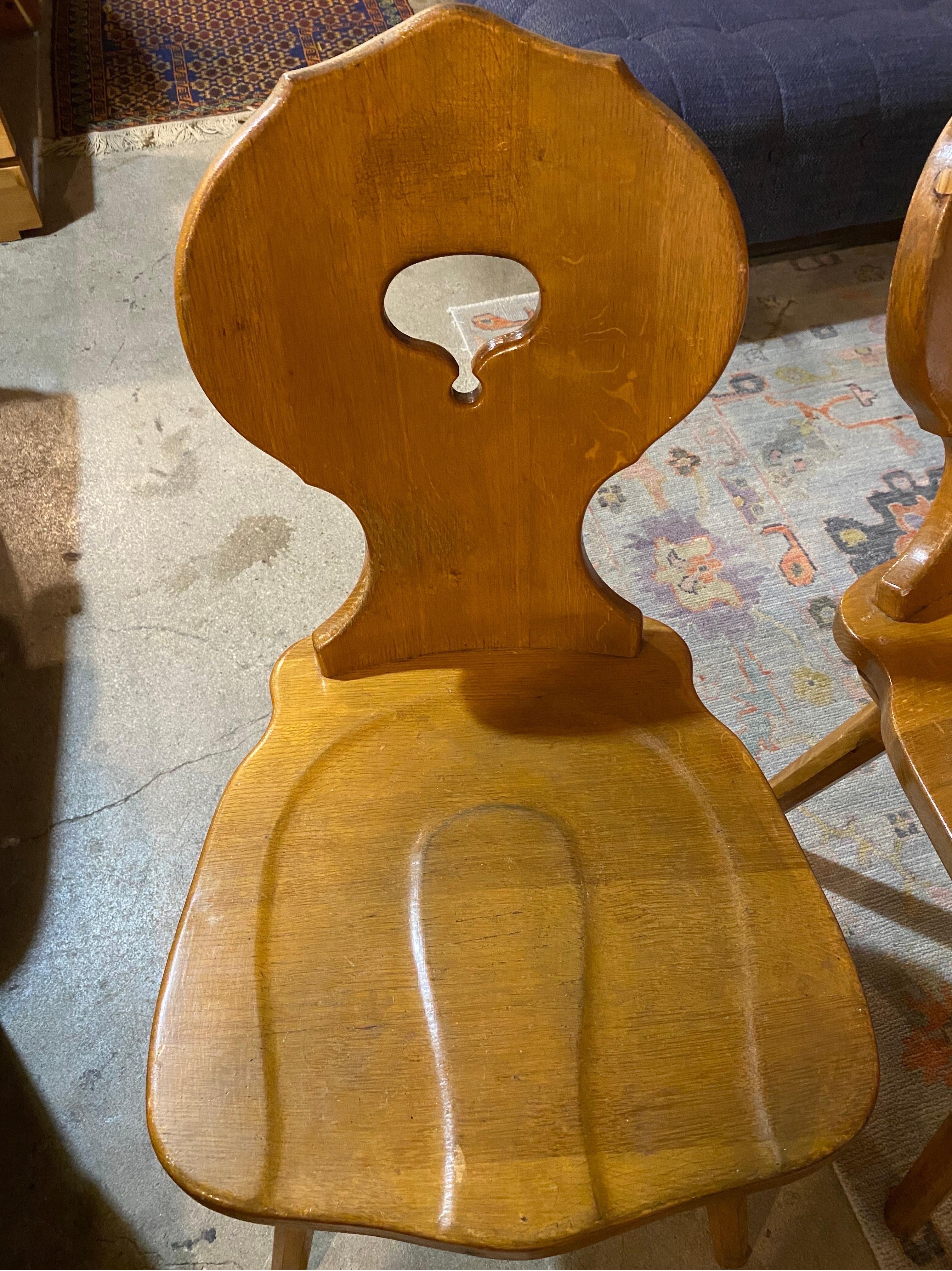 Pair of Vintage Brutalist Oak Chairs In Good Condition In San Antonio, TX
