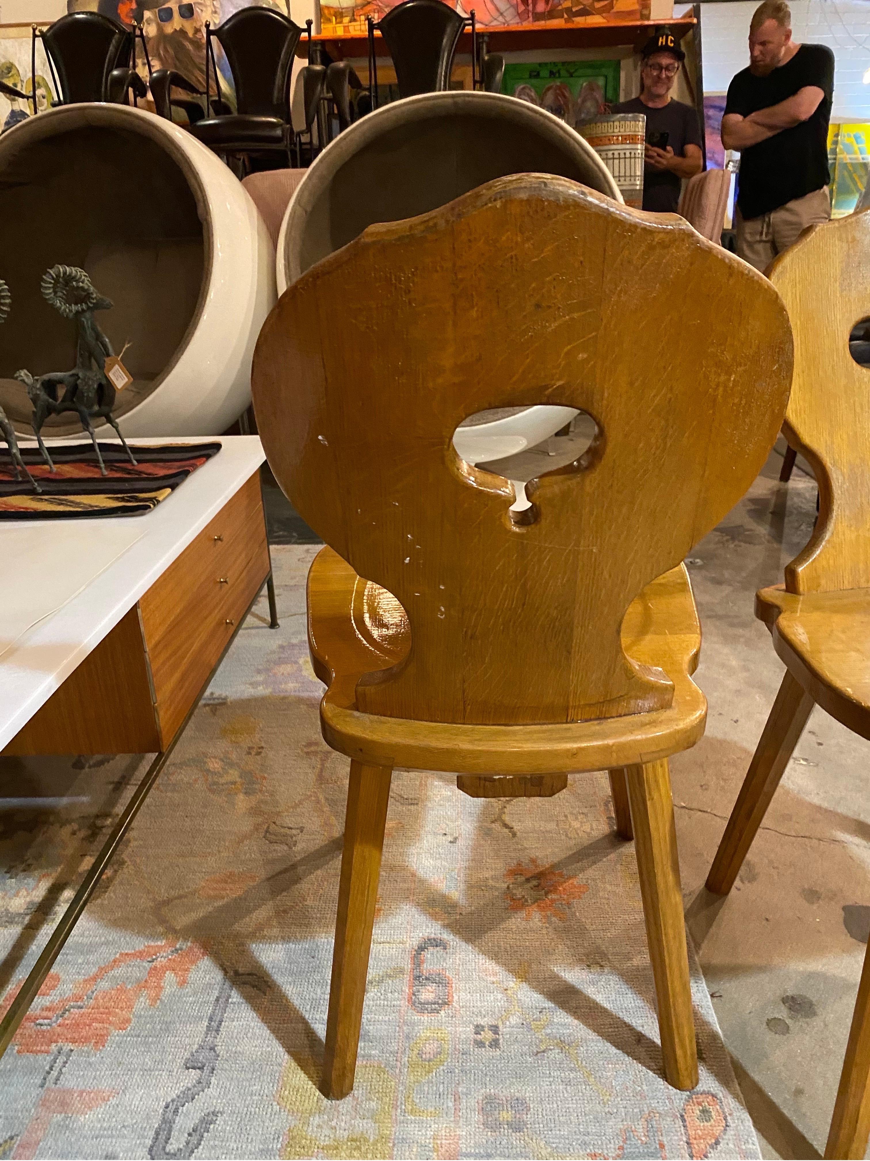 Pair of Vintage Brutalist Oak Chairs 1