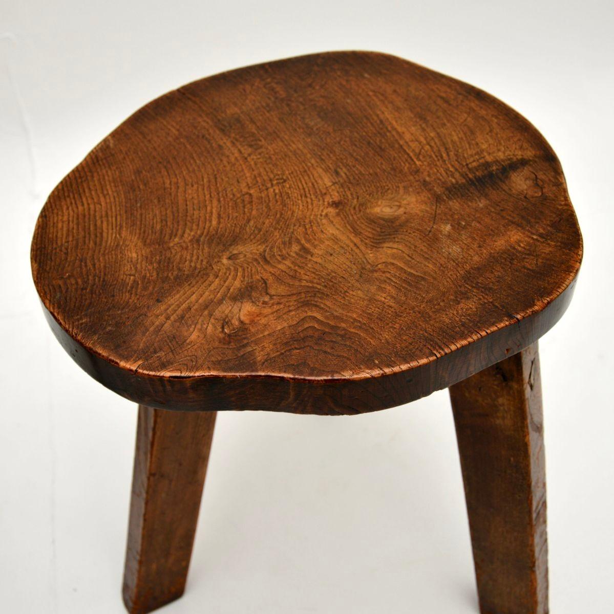 Mid-20th Century Pair of Vintage Brutalist Stools / Side Tables in Solid Elm For Sale