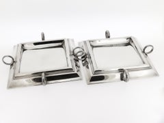 Coppia di piatti quadrati o Vide Poches vintage di Buccellati in argento sterling