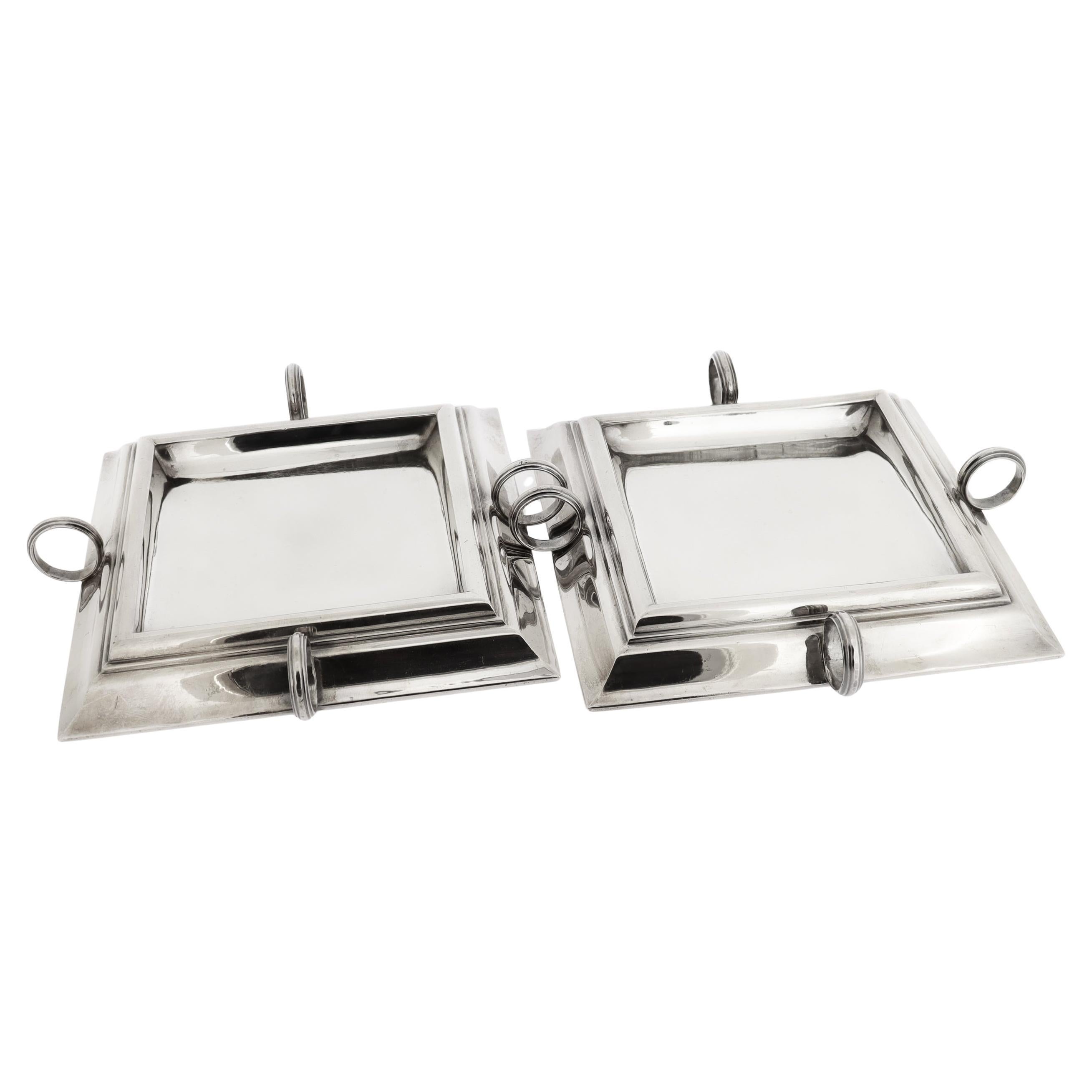 Pareja de Platos Cuadrados o Vide Poches Buccellati Vintage de Plata de Ley