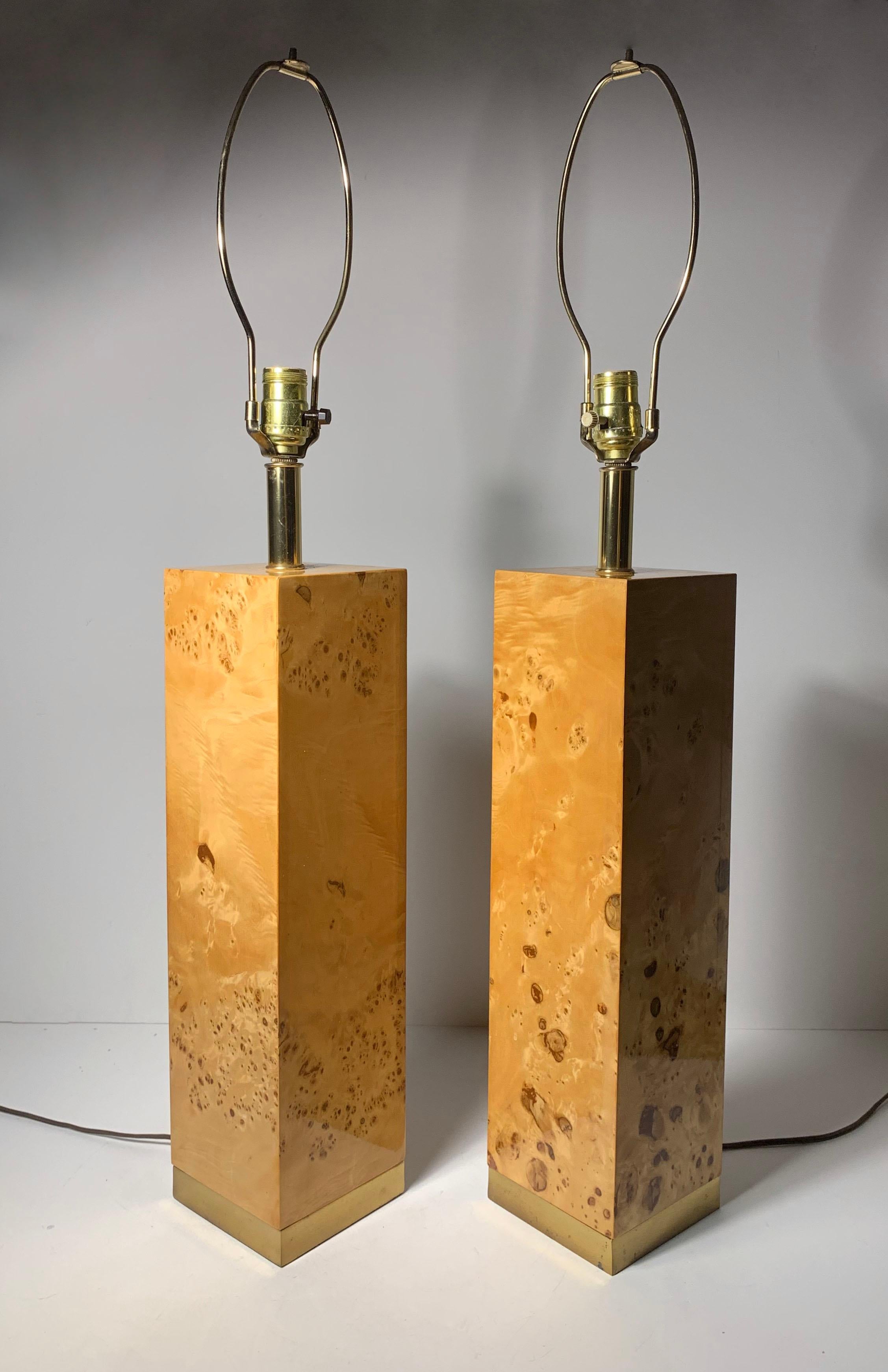 Pair of Vintage Burl Wood Table Lamps by Westwood In Good Condition In Chicago, IL