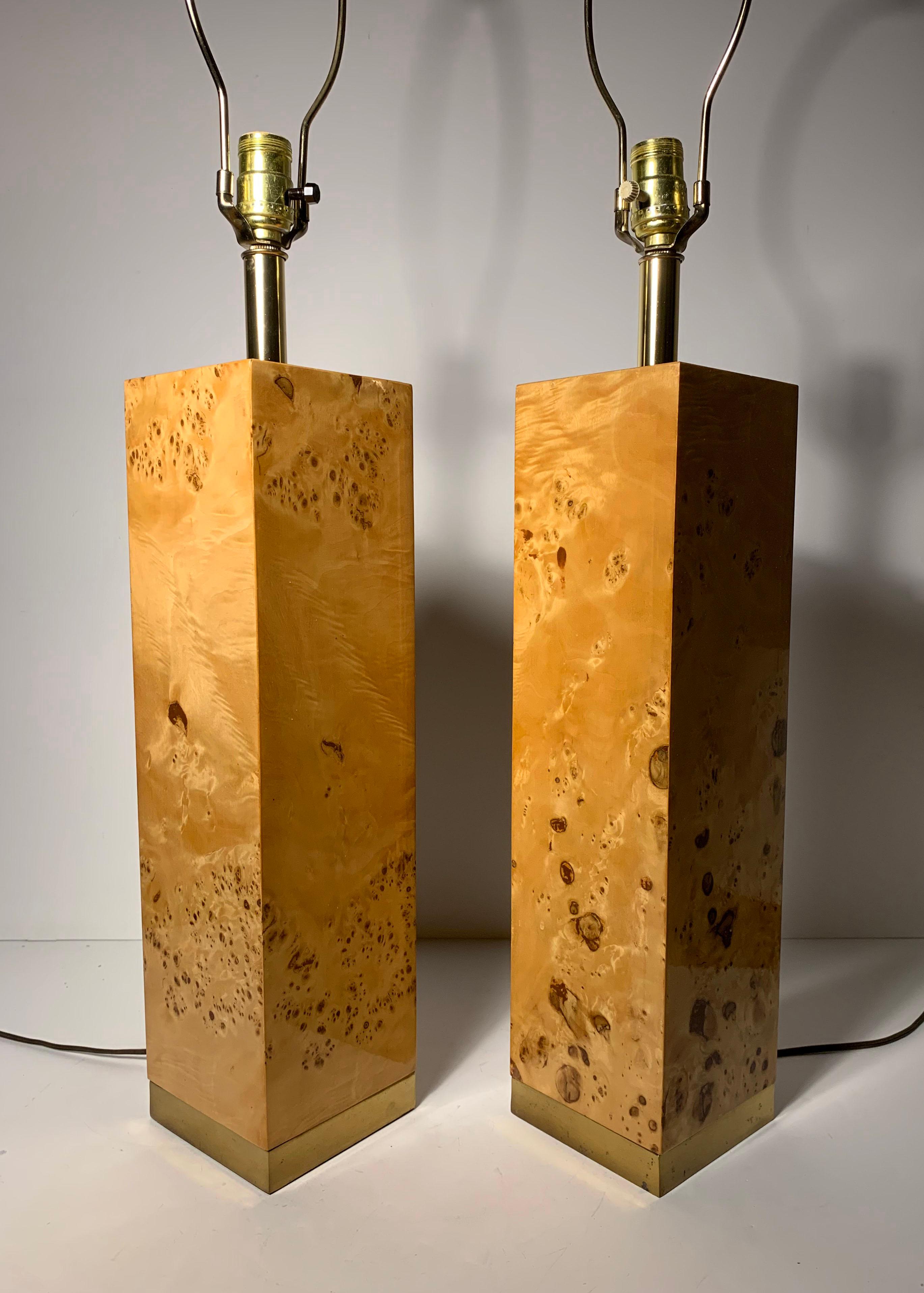 20th Century Pair of Vintage Burl Wood Table Lamps by Westwood