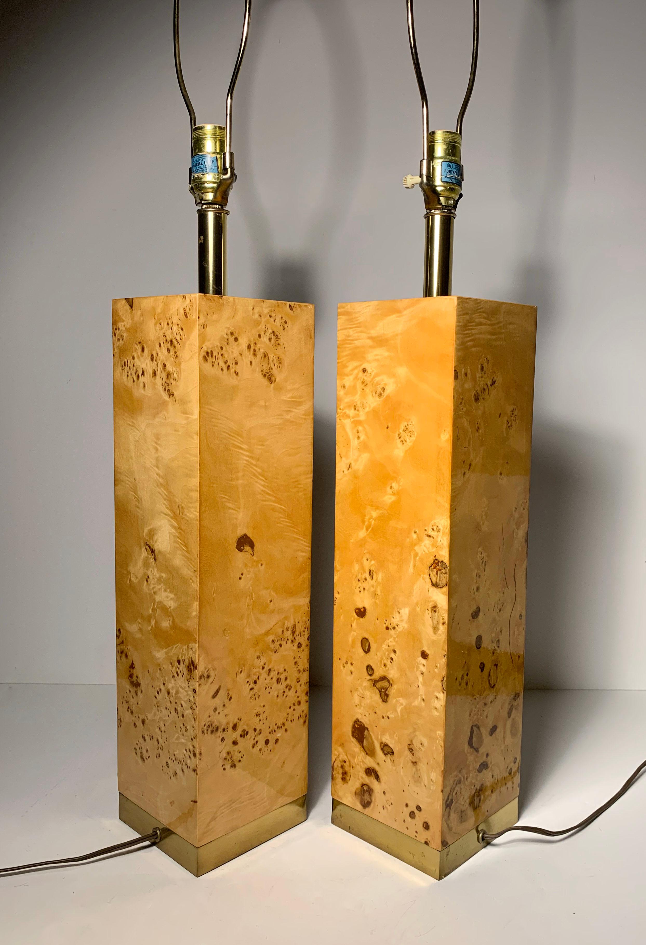Pair of Vintage Burl Wood Table Lamps by Westwood 1