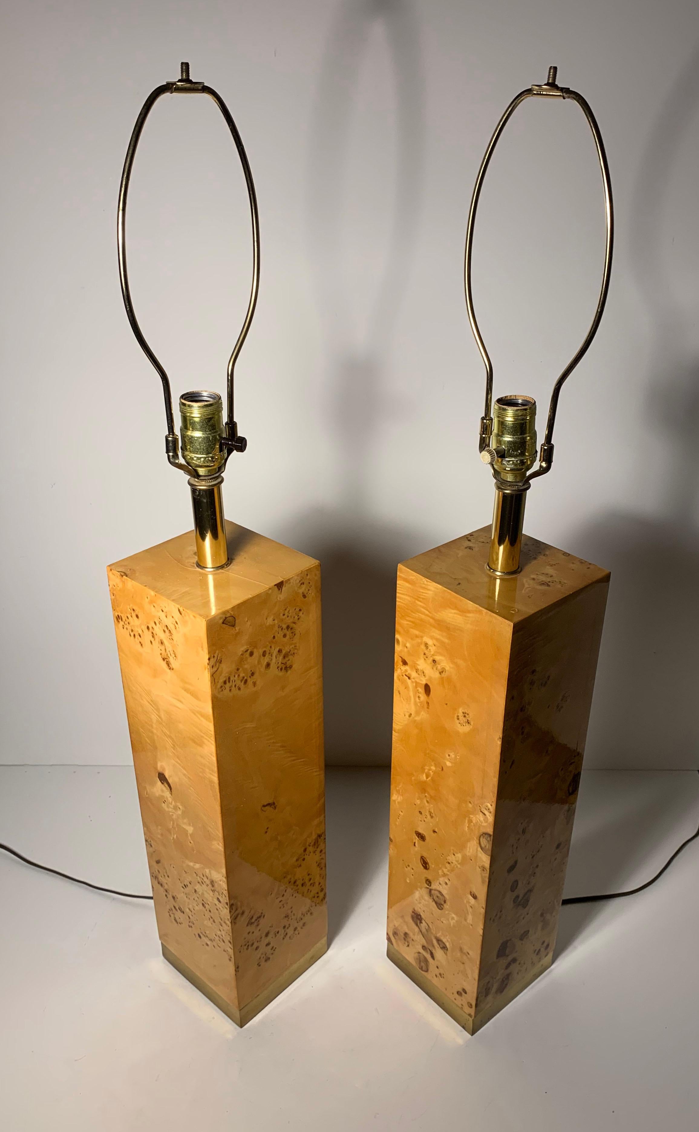 Pair of Vintage Burl Wood Table Lamps by Westwood 2