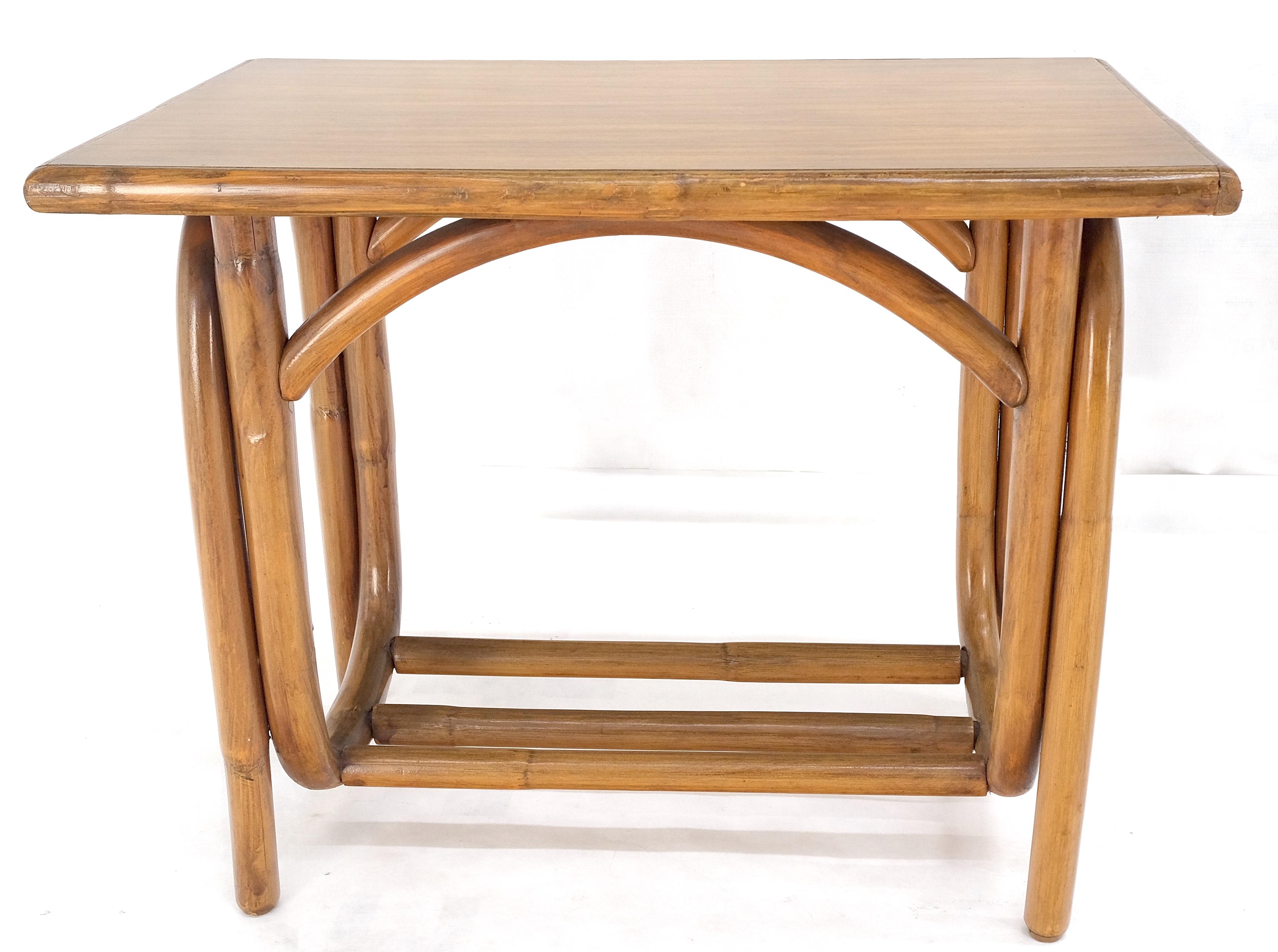 Pair of Vintage c1970s Rattan Bamboo Laminated Tops Rectangle End Side Tables For Sale 4