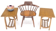 Pair of Vintage c1970s Rattan Bamboo Laminated Tops Rectangle End Side Tables