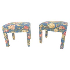 Pair of Vintage c1970s Tapestry Polsterung Stil dekorative Bänke MINT!