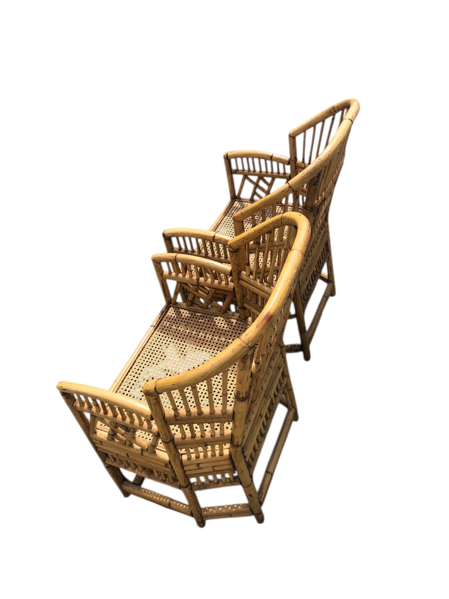 Pair of Vintage Calif-Asia Brighton Pavilion Rattan Chairs In Good Condition For Sale In Chapel Hill, NC