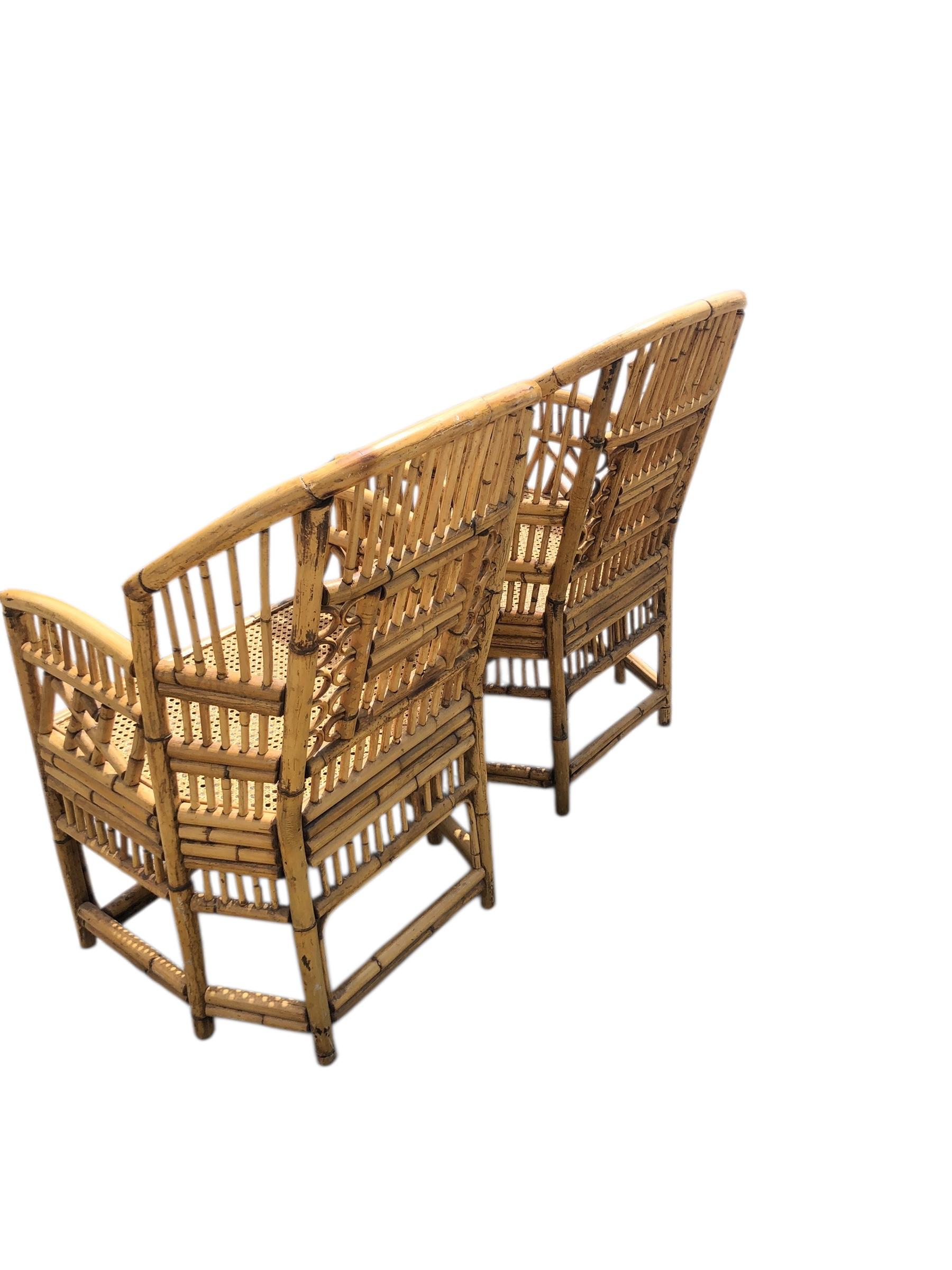 20th Century Pair of Vintage Calif-Asia Brighton Pavilion Rattan Chairs For Sale