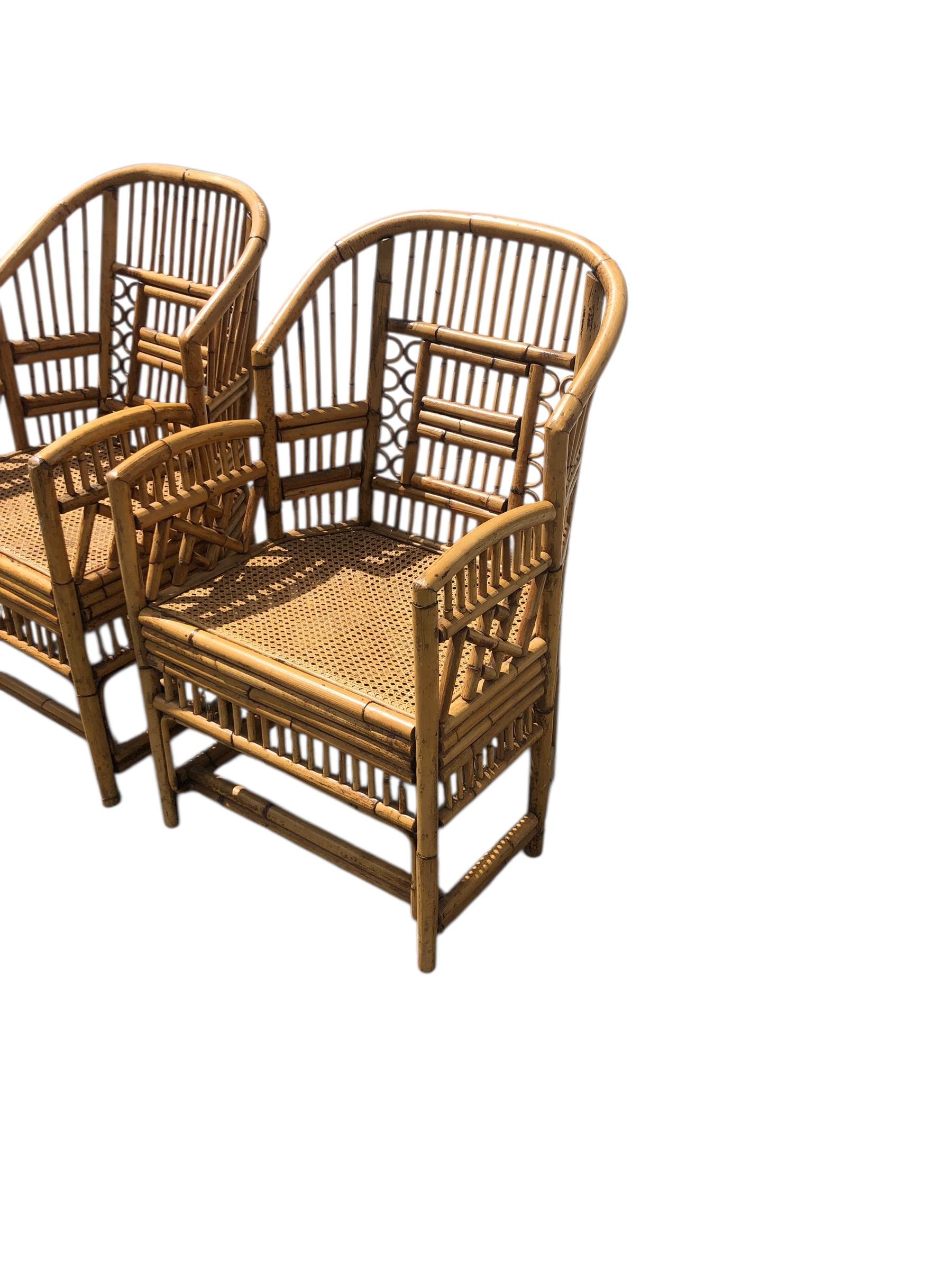 Pair of Vintage Calif-Asia Brighton Pavilion Rattan Chairs For Sale 1