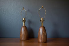 Pair of Vintage California Modern Mahogany Lamps by Raymond Pfennig