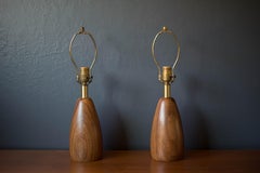Pair of Vintage California Modern Mahogany Lamps by Raymond Pfennig