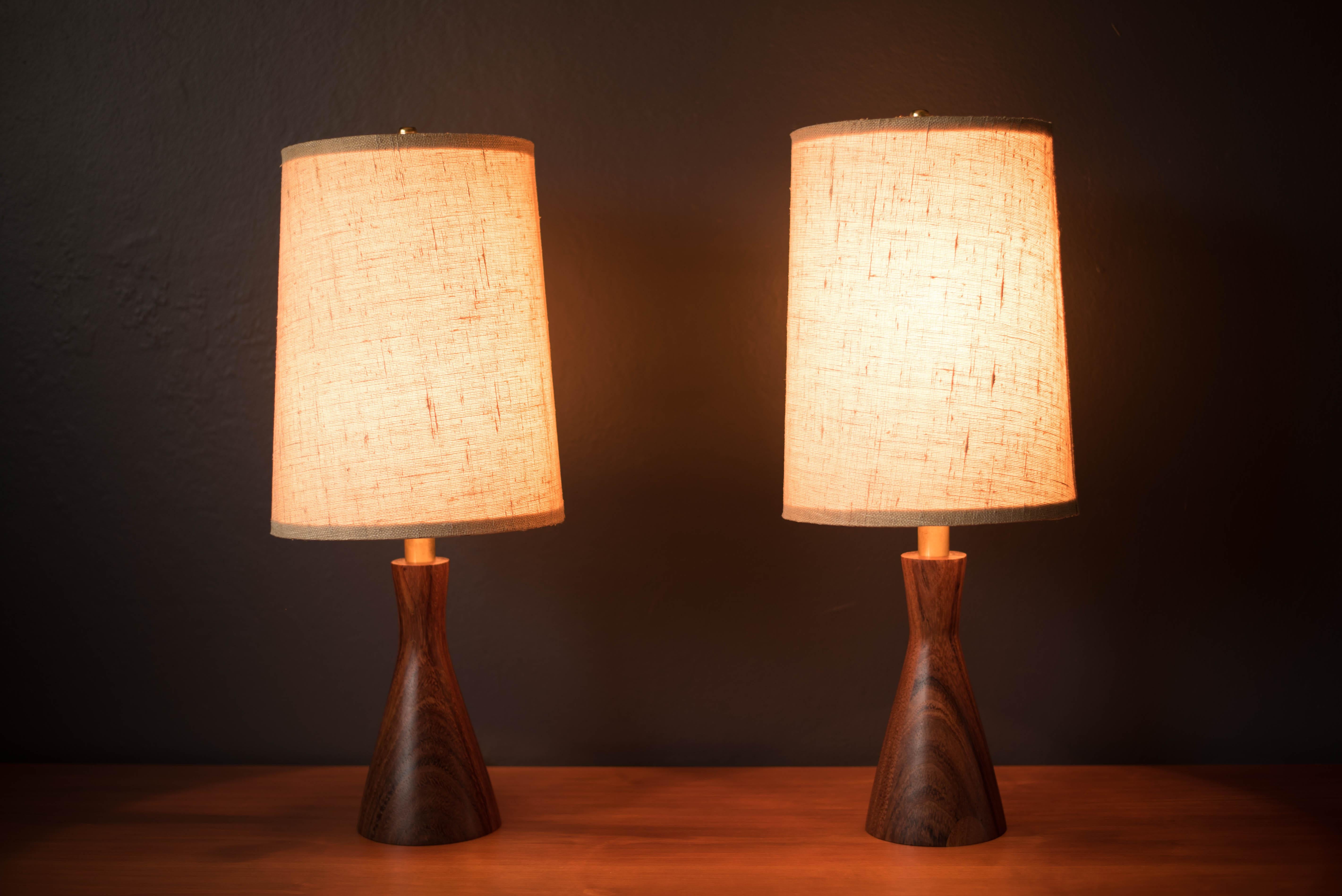 Mid-Century Modern Pair of Vintage California Modern Mahogany Lamps by Raymond Pfennig