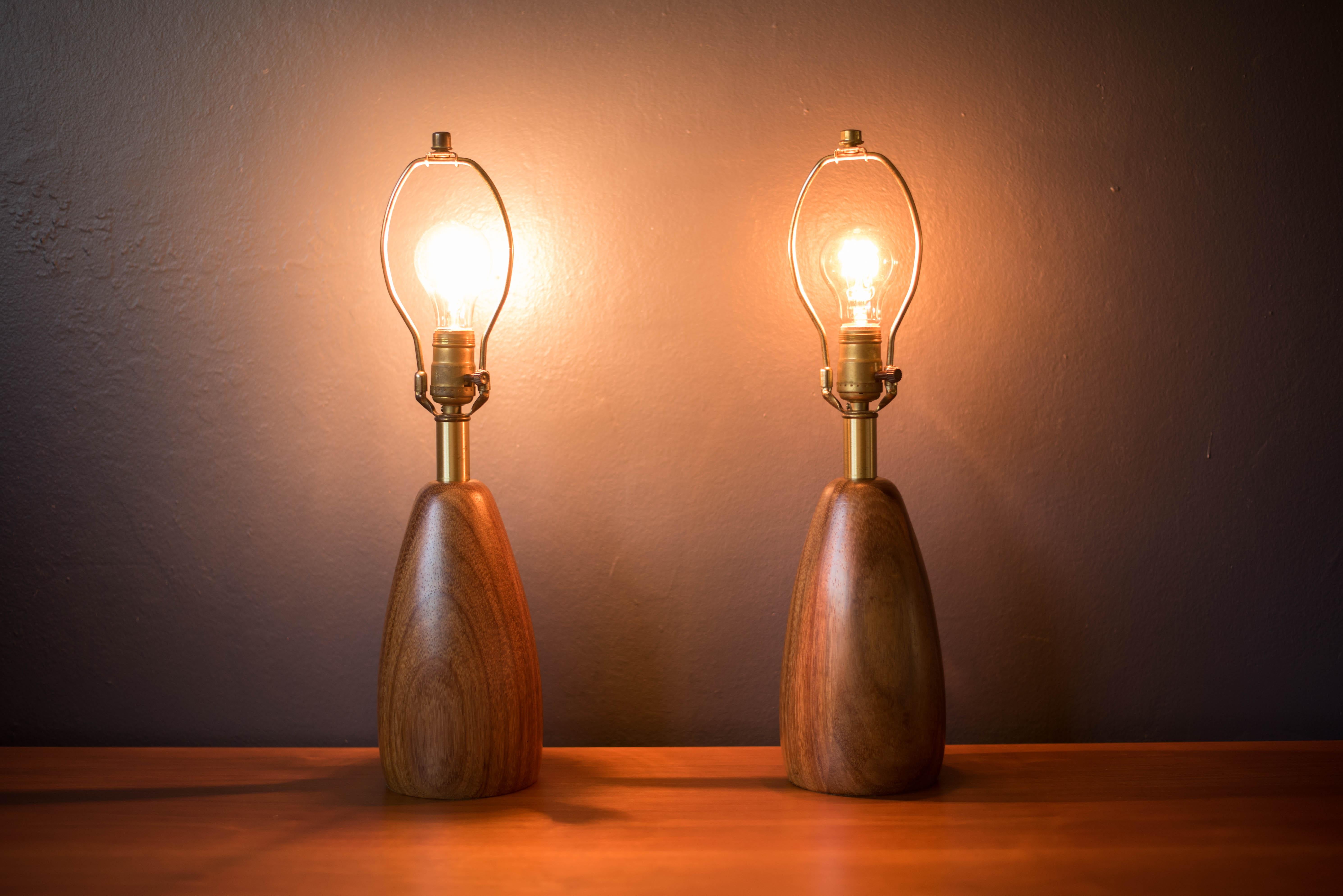 Mid-Century Modern Pair of Vintage California Modern Mahogany Lamps by Raymond Pfennig