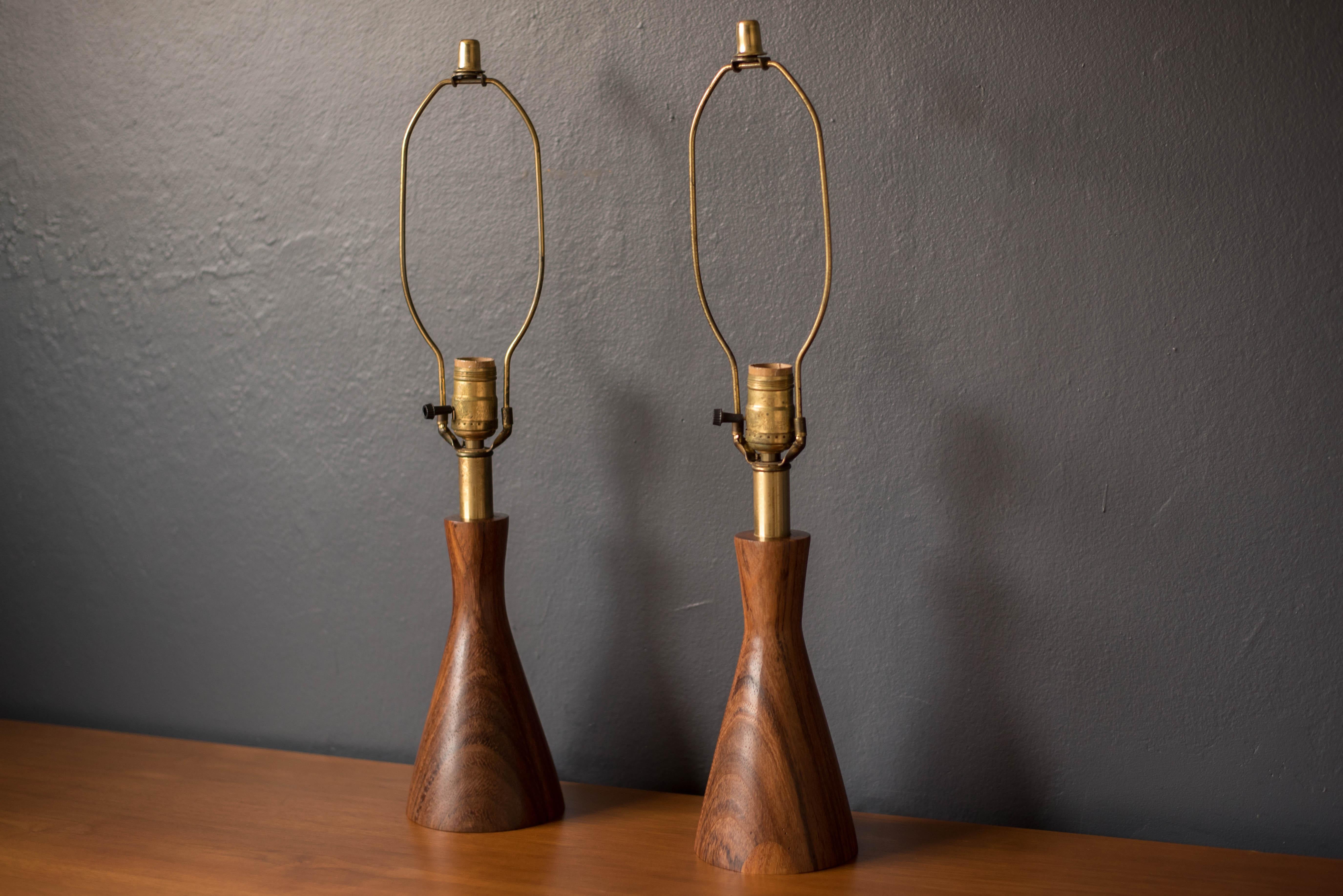 American Pair of Vintage California Modern Mahogany Lamps by Raymond Pfennig