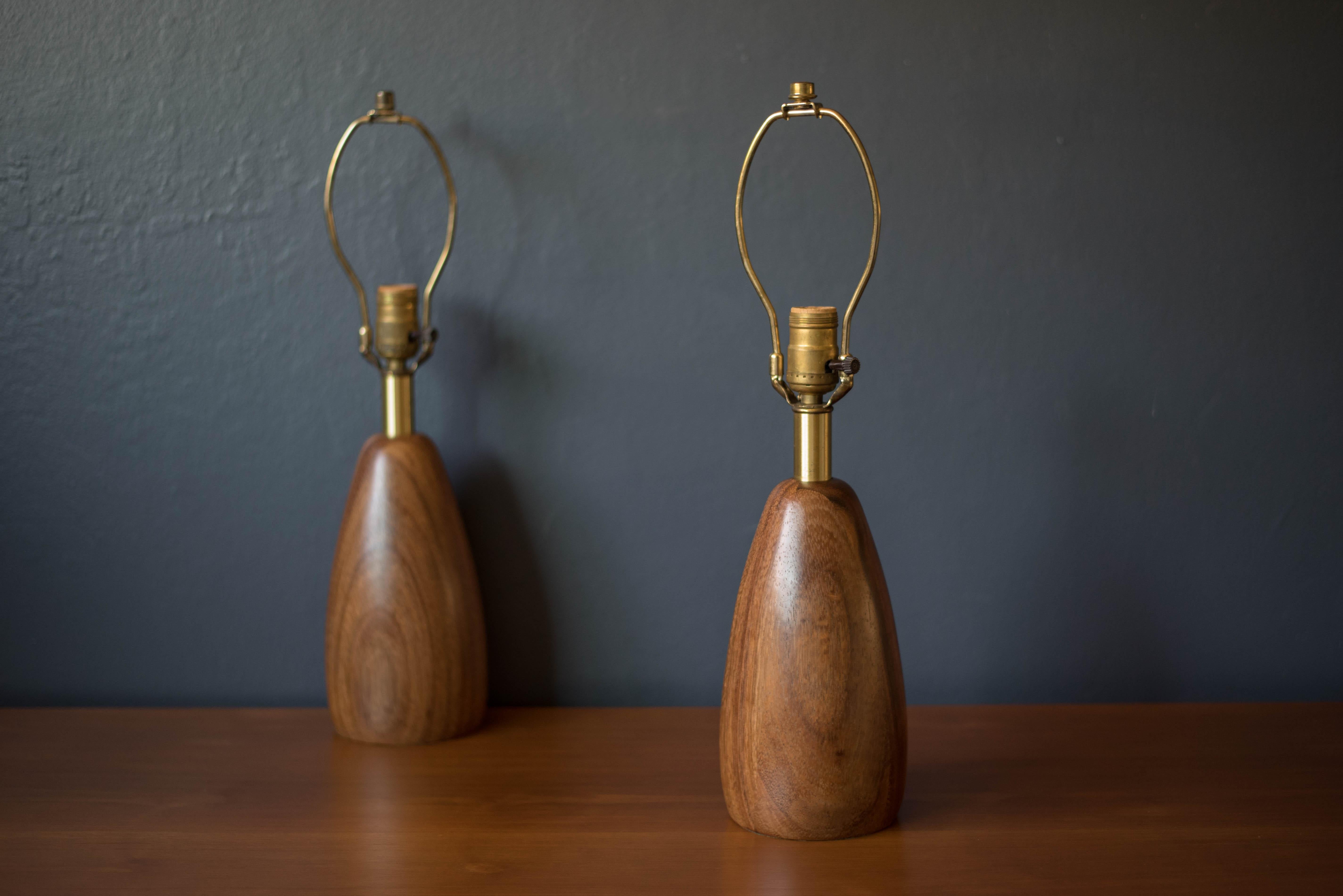 American Pair of Vintage California Modern Mahogany Lamps by Raymond Pfennig