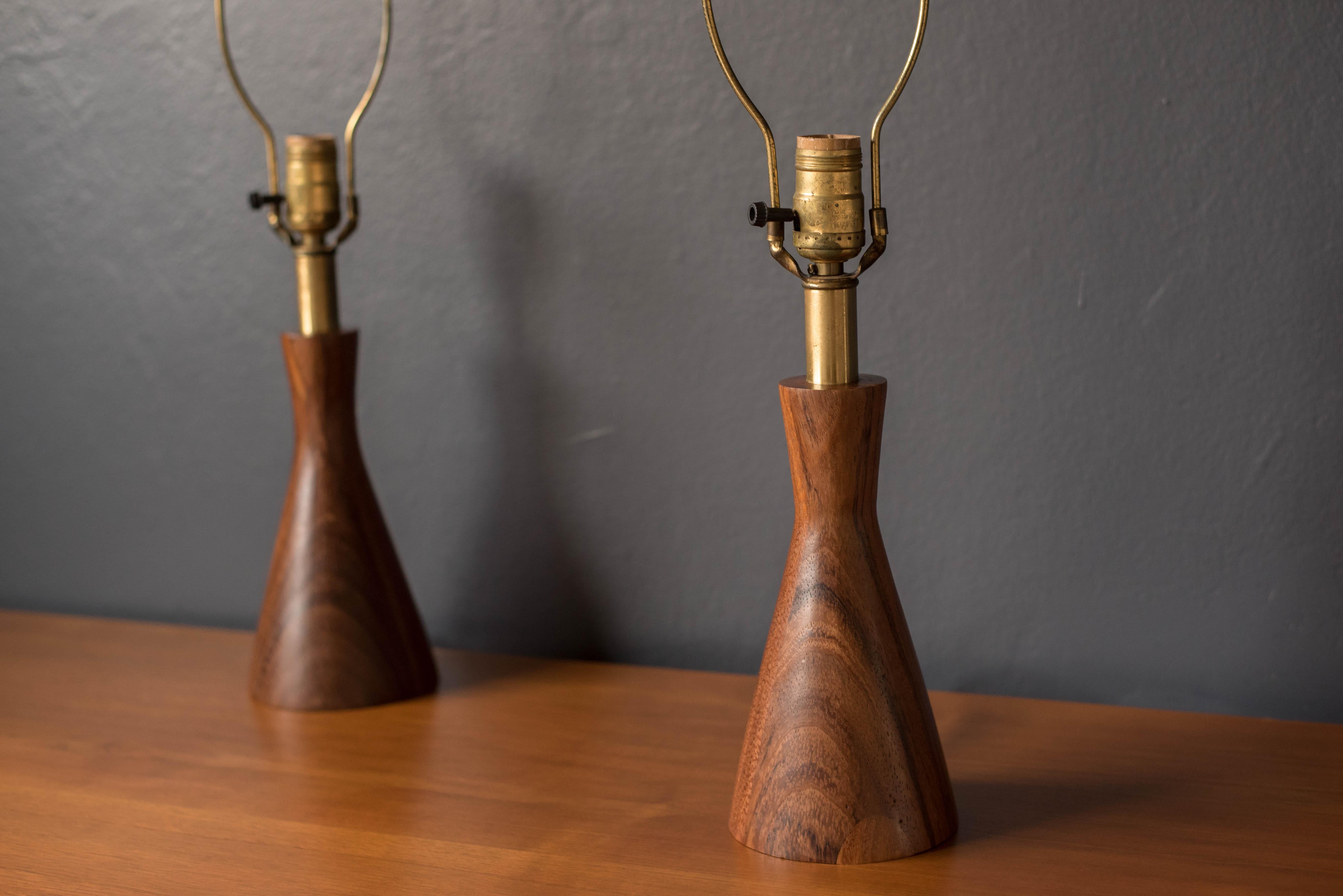 Pair of Vintage California Modern Mahogany Lamps by Raymond Pfennig In Good Condition In San Jose, CA