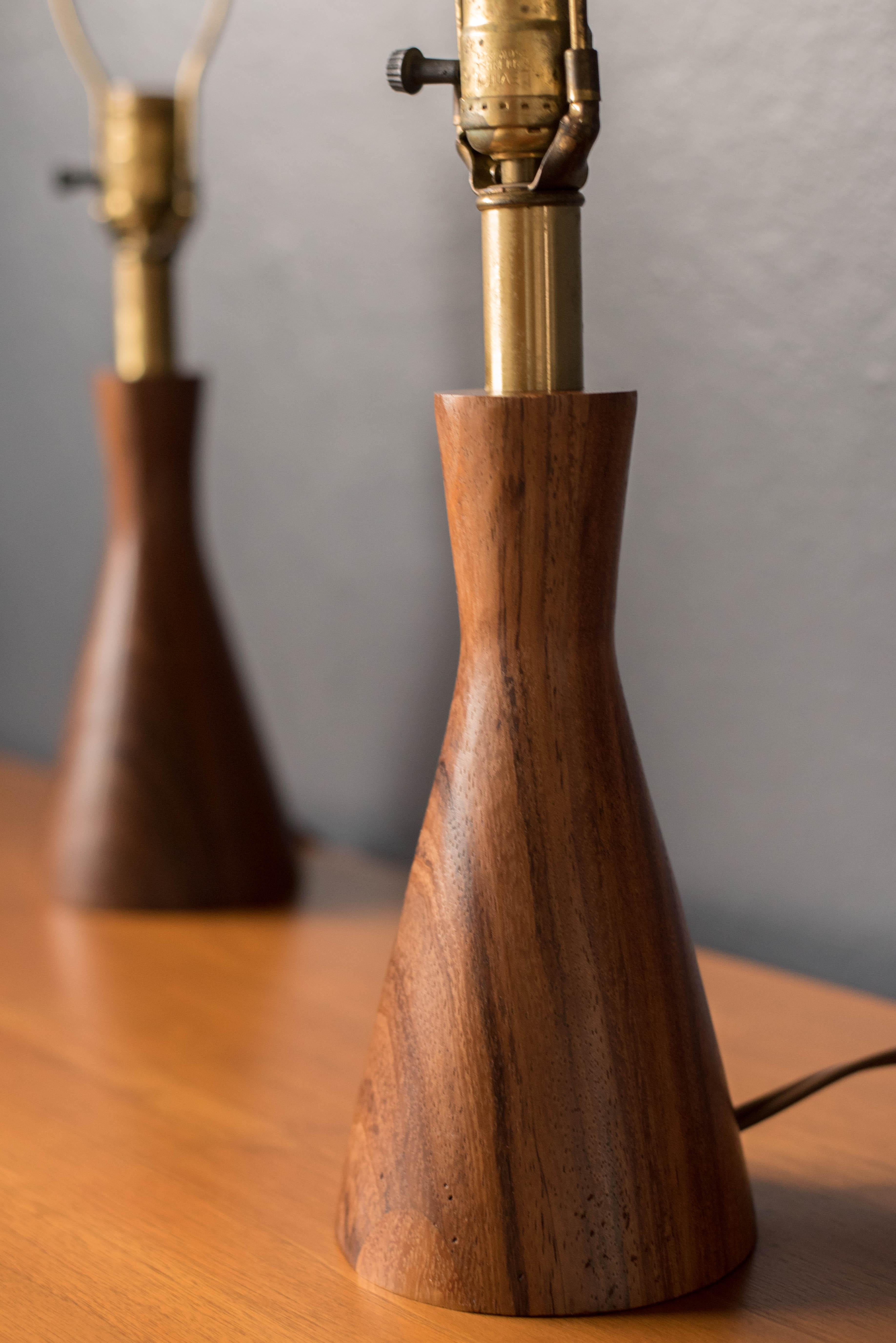 Mid-20th Century Pair of Vintage California Modern Mahogany Lamps by Raymond Pfennig