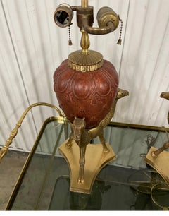 Vintage Camel Table Lamps by Chapman Manufacturing, Brass Base, USA