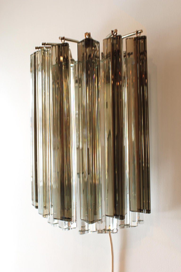 Italian Pair of Vintage Camer Glass Sconces For Sale