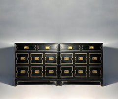 Pair of Vintage Campaign Chests in Manner of Dorothy Draper