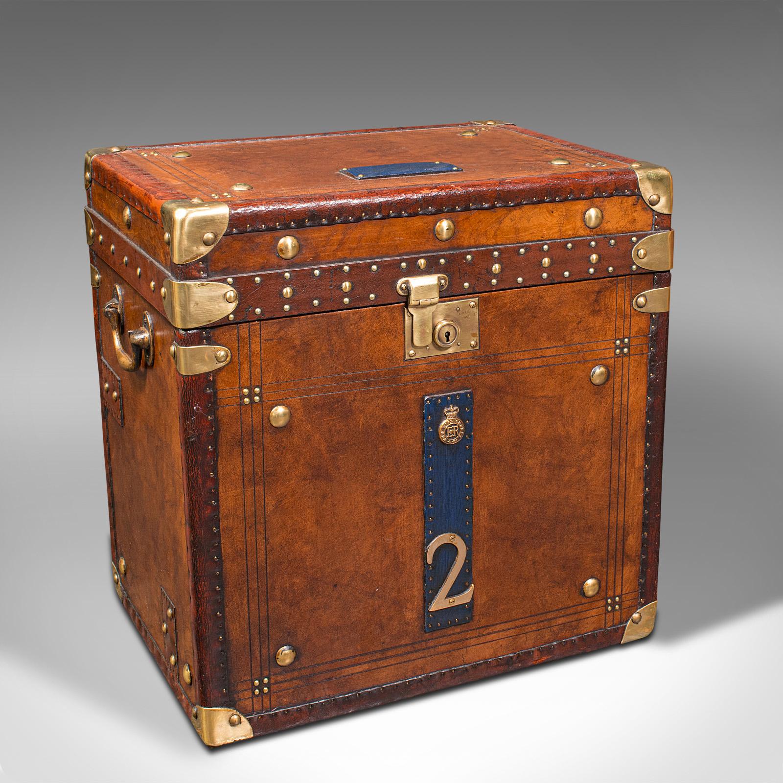 20th Century Pair of Vintage Campaign Luggage Cases, English, Leather, Military, Nightstands