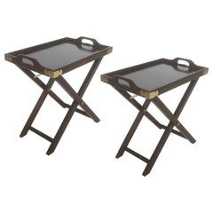 Paar Vintage Campaigner Style Folding Tabletts