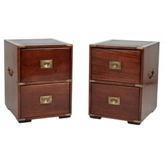 Pair of Vintage Campaign Style Leather Top Stands