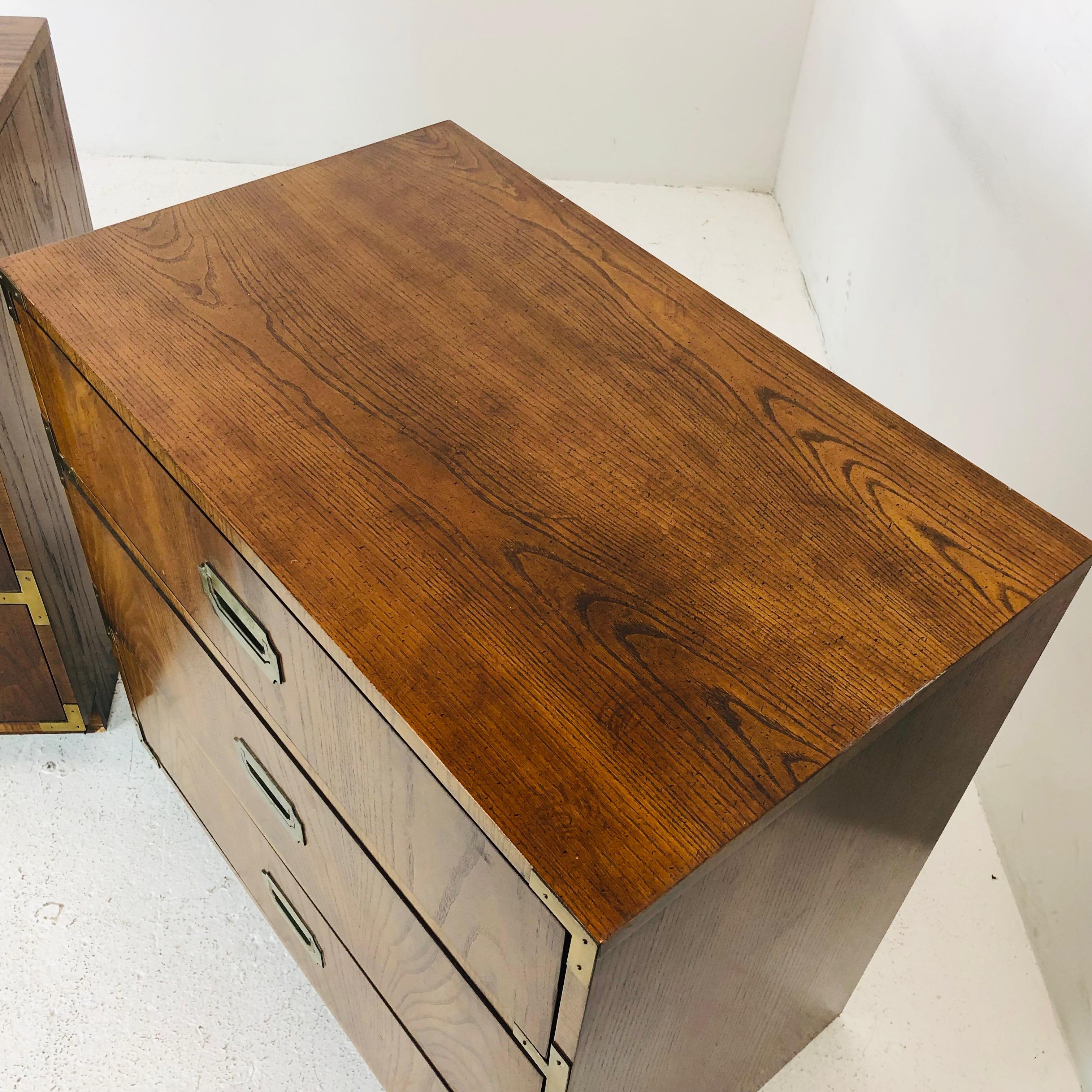 Mid-Century Modern Pair of Vintage Campaigner Chests by Dixie