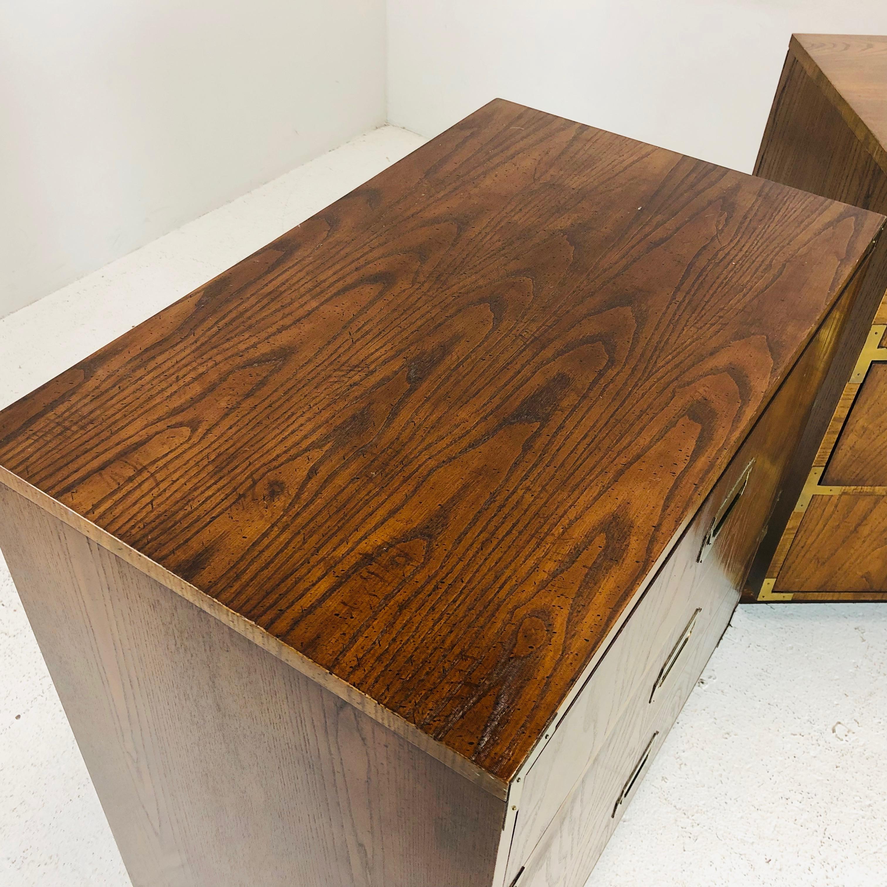 Pair of Vintage Campaigner Chests by Dixie In Good Condition In Dallas, TX