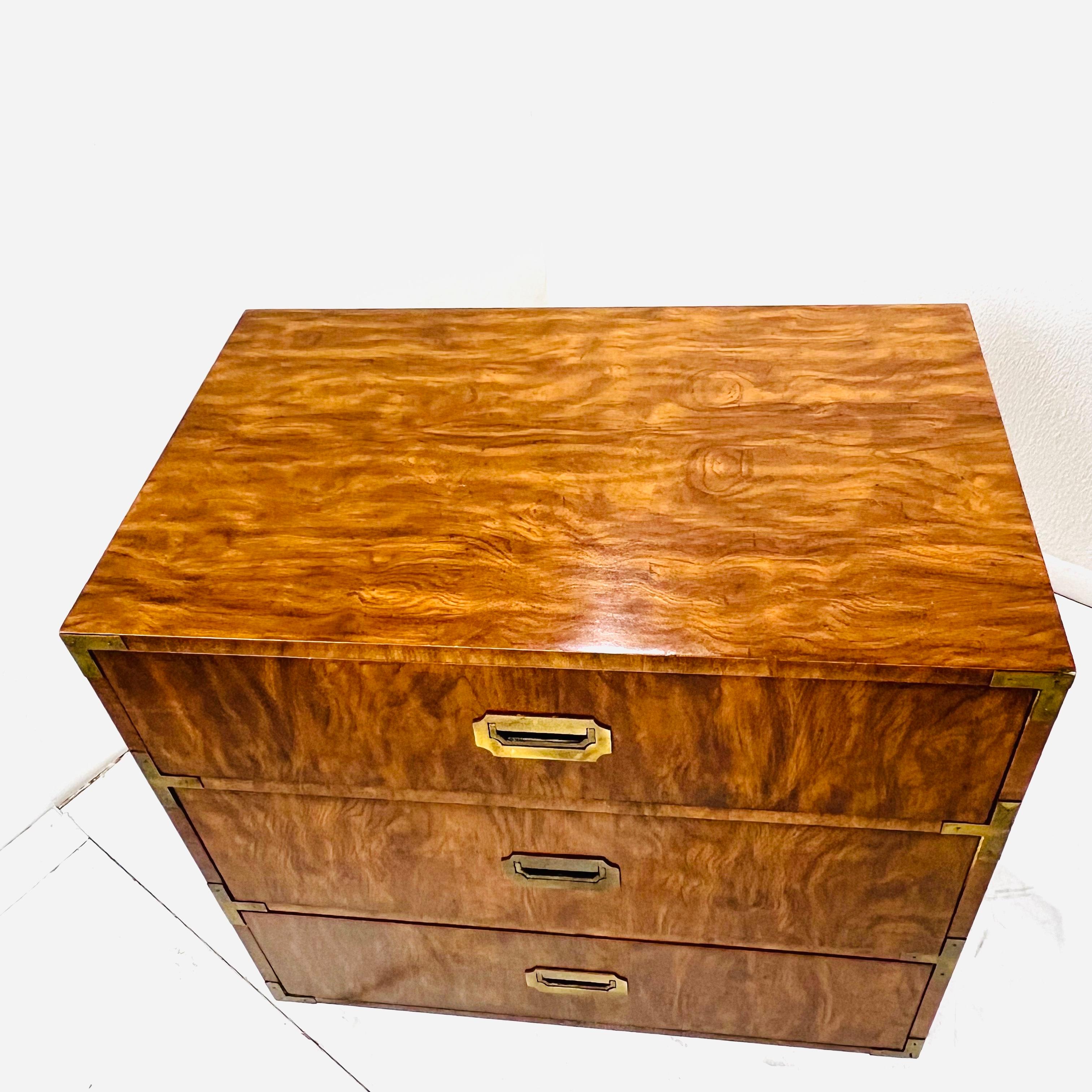 Brass Pair of Vintage Campaigner Chests by Dixie