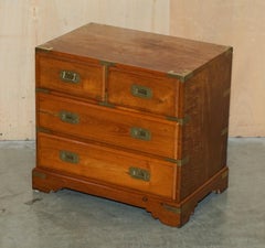 PAIR OF VINTAGE CAMPHOR WOOD MILITARY CAMPAIGN BEDSIDE TABLE NIGHTSTAND DRAWERs