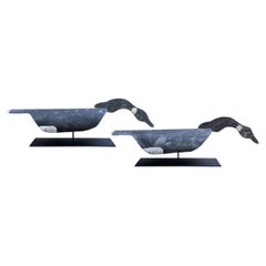 Pair of Used Canada Goose Decoys on Custom Stands