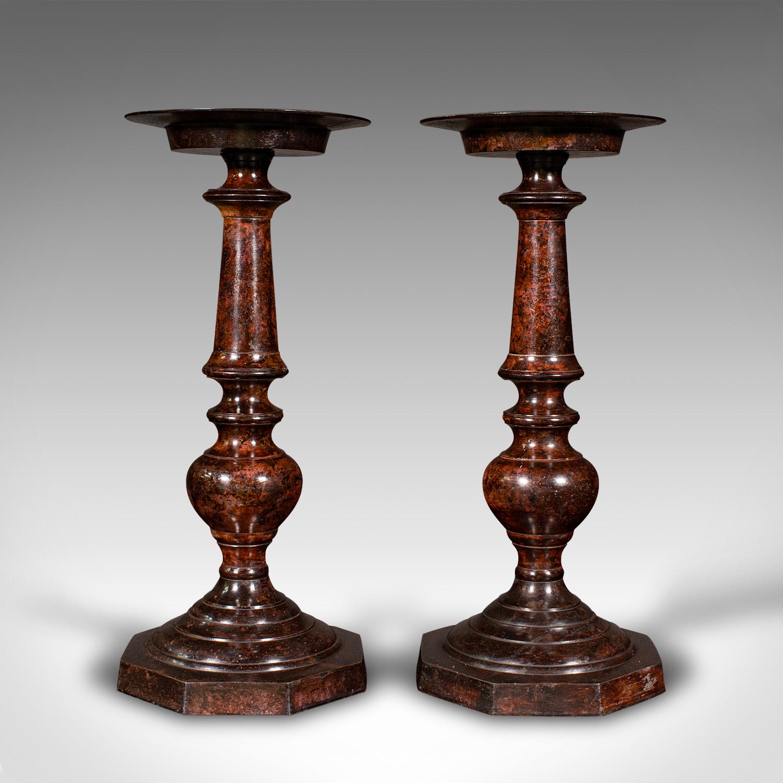 British Pair Of Vintage Candle Prickets, English, Candlestick, Ecclesiastical, Art Deco For Sale