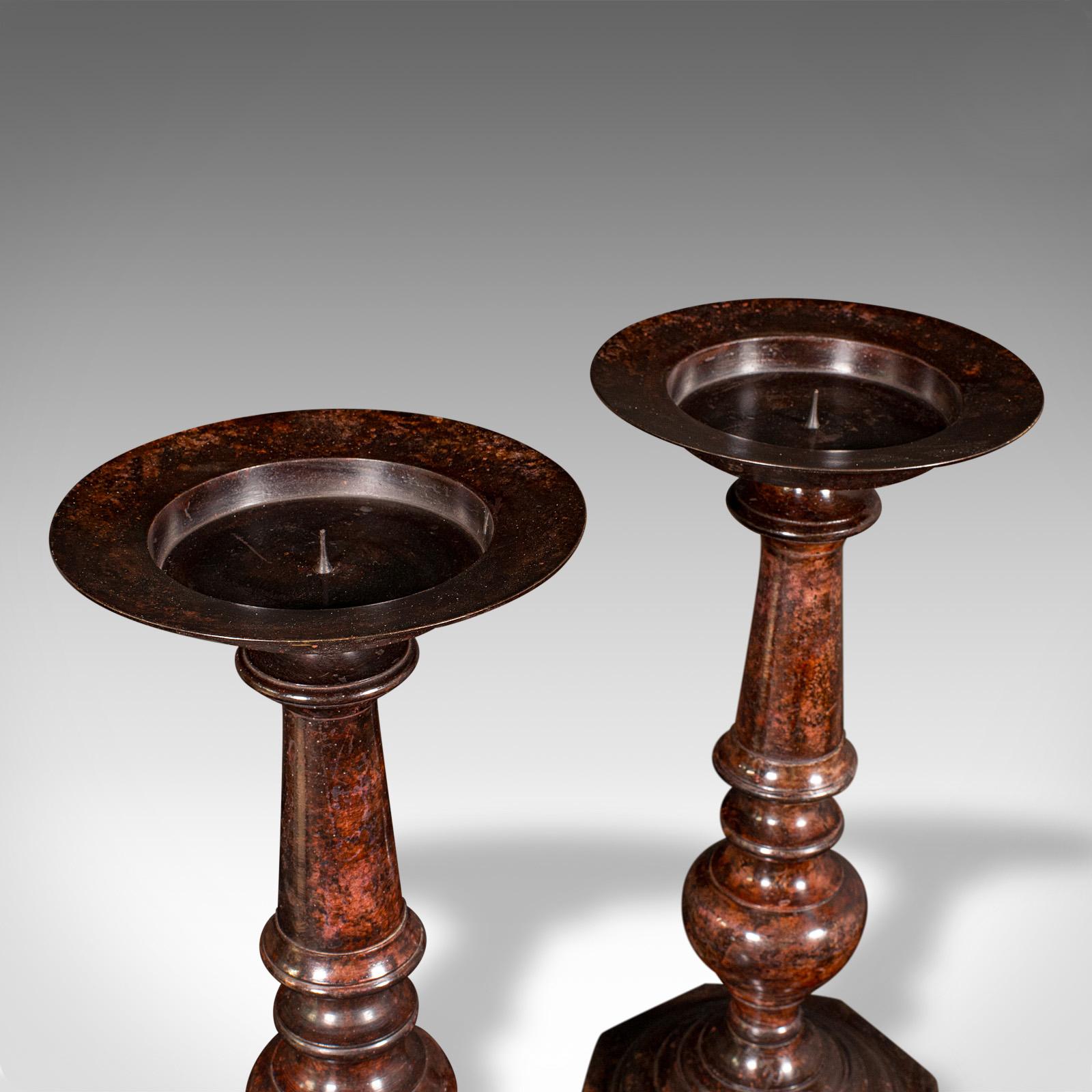 Pair Of Vintage Candle Prickets, English, Candlestick, Ecclesiastical, Art Deco For Sale 2
