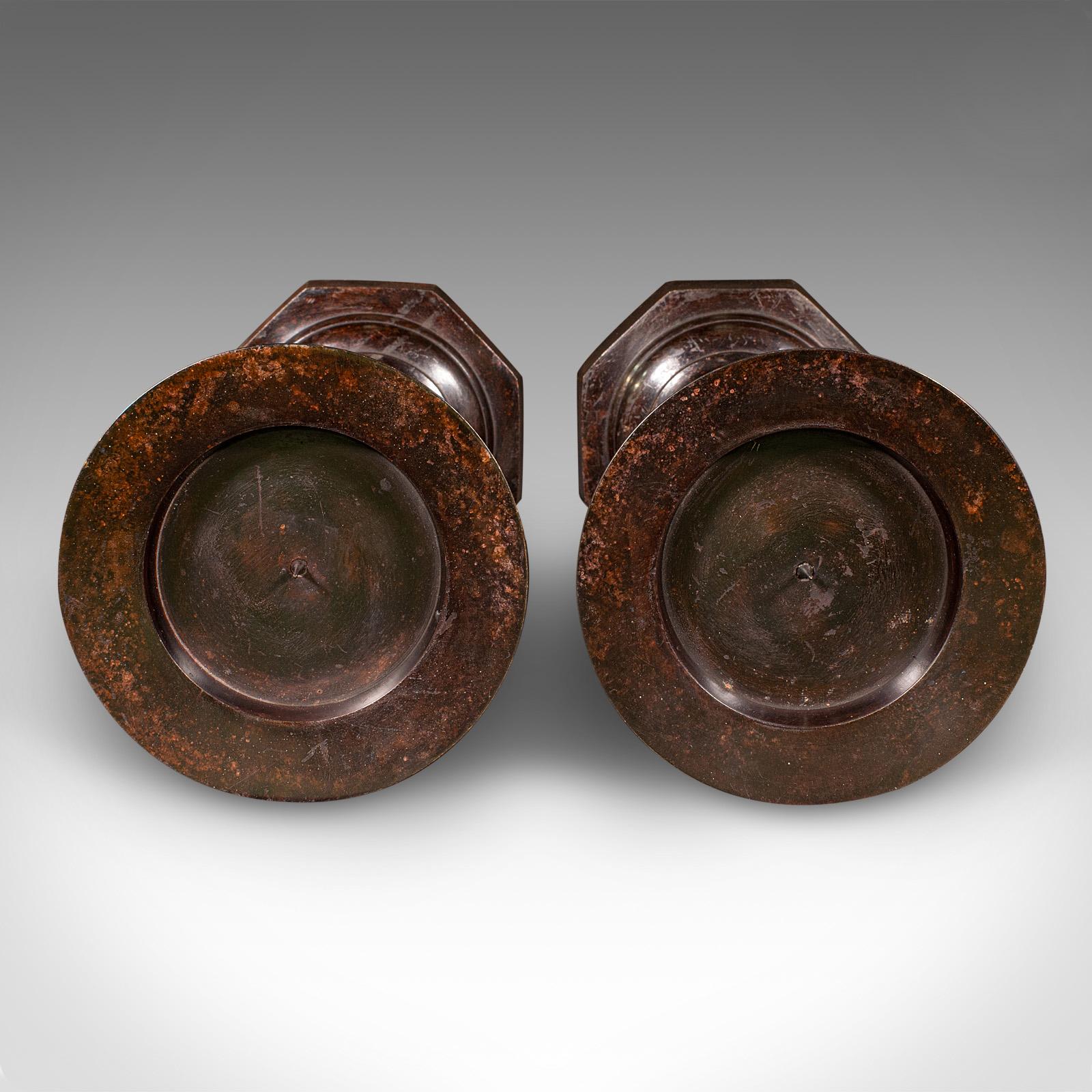 Pair Of Vintage Candle Prickets, English, Candlestick, Ecclesiastical, Art Deco For Sale 3