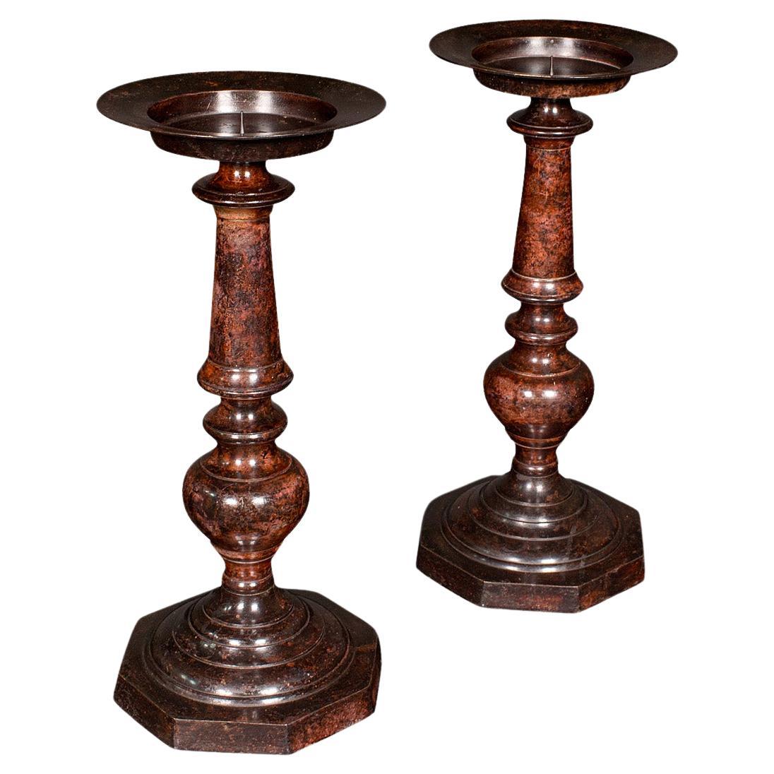 Pair Of Vintage Candle Prickets, English, Candlestick, Ecclesiastical, Art Deco