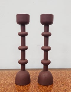 Pair of Vintage Candlestick holders done in Memphis Style, Italy 1990s