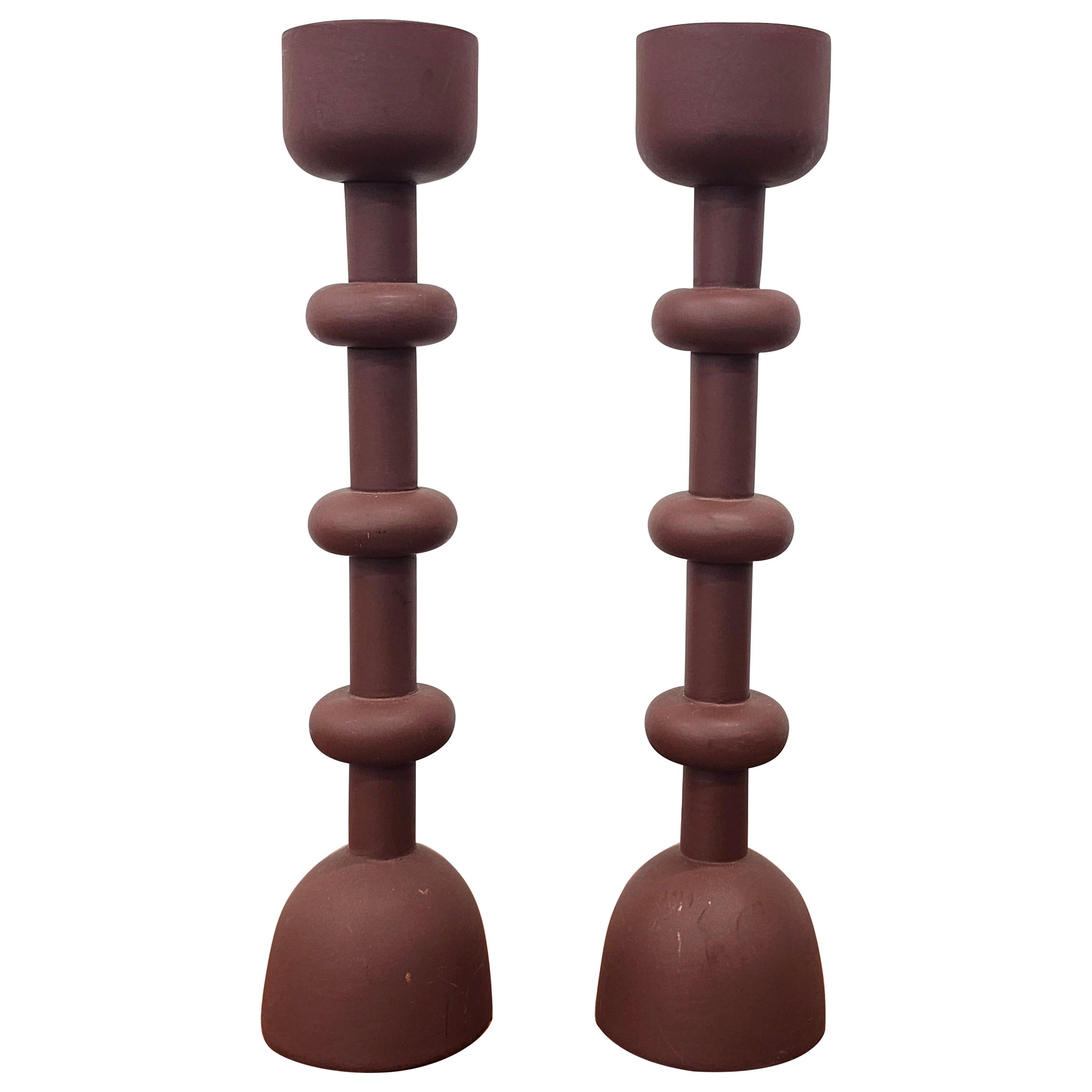 Pair of Vintage Candlestick holders done in Memphis Style, Italy 1990s