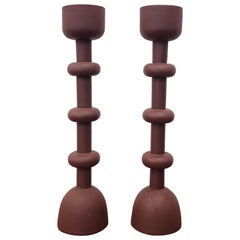 Coppia di portacandele vintage in stile Memphis, Italia anni 
90