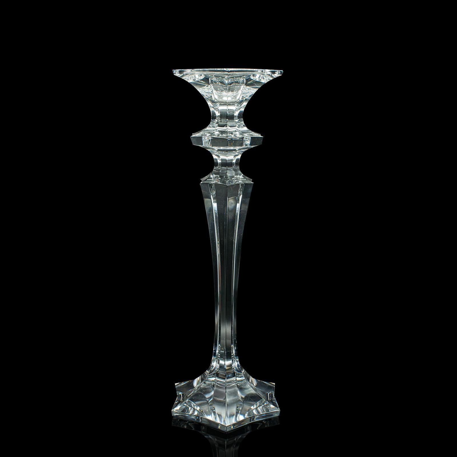 Pair Of Vintage Candlesticks, English, Glass, Decorative Candle Nozzle, C.1970 In Good Condition For Sale In Hele, Devon, GB