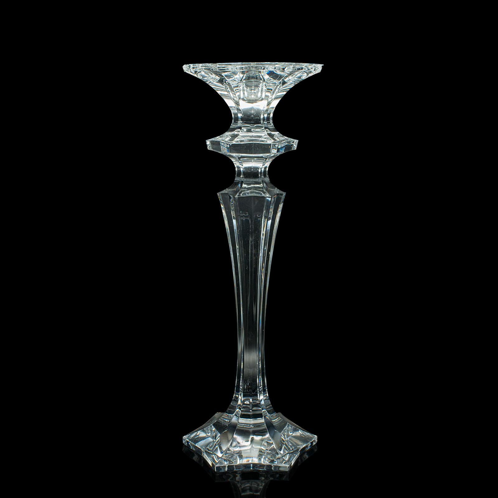 Pair Of Vintage Candlesticks, English, Glass, Decorative Candle Nozzle, C.1970 For Sale 1