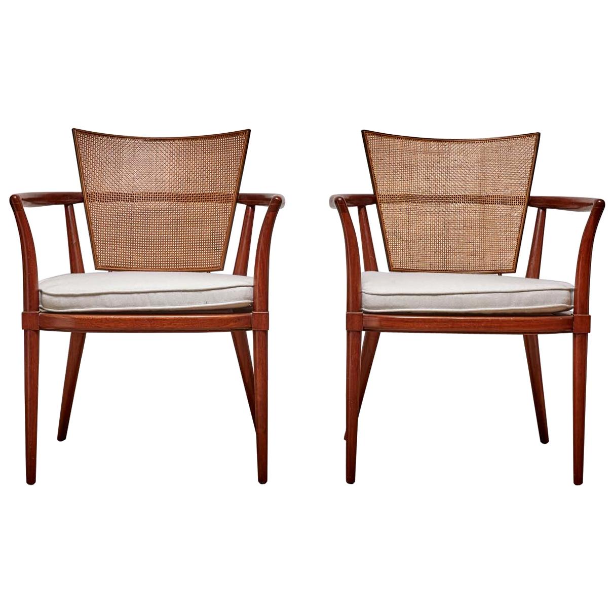 Pair of Vintage Cane Back Chairs by Bert England
