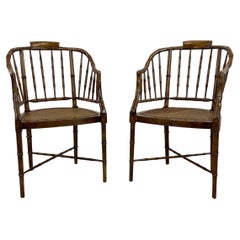 Pair of Vintage Cane Seat Side Chairs