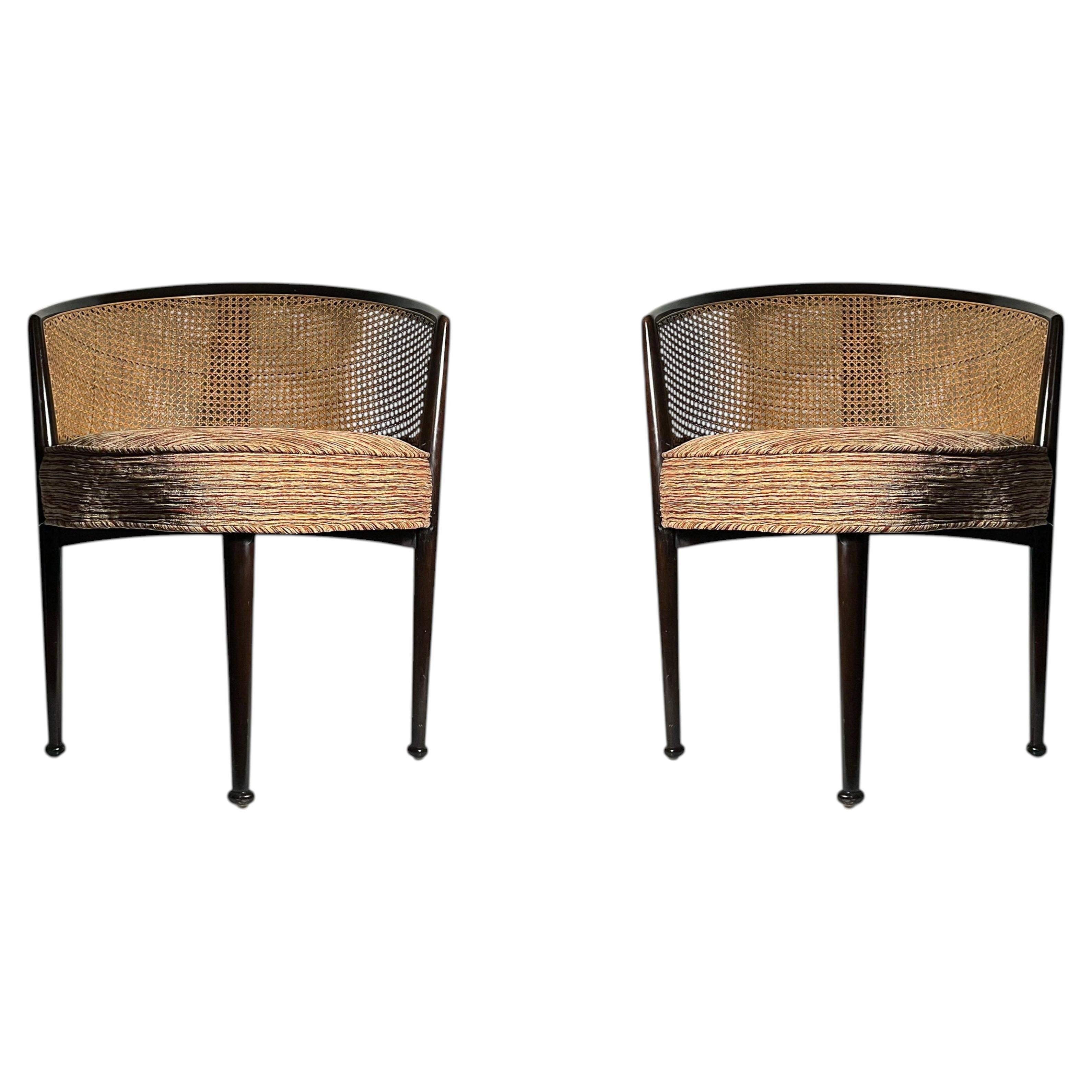 Pair of Vintage Caneback Side Chairs by Edward Wormley for Dunbar